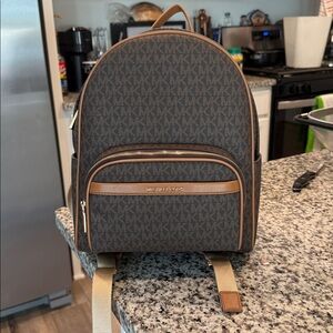 Michael Kors Signature Black and Tan Backpack